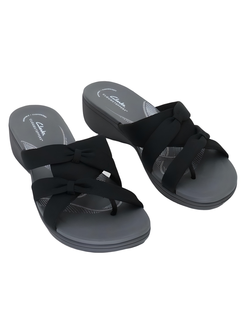 Clarks Cloudsteppers Breeze Rae Black Textile Thong Sandals Size 12W